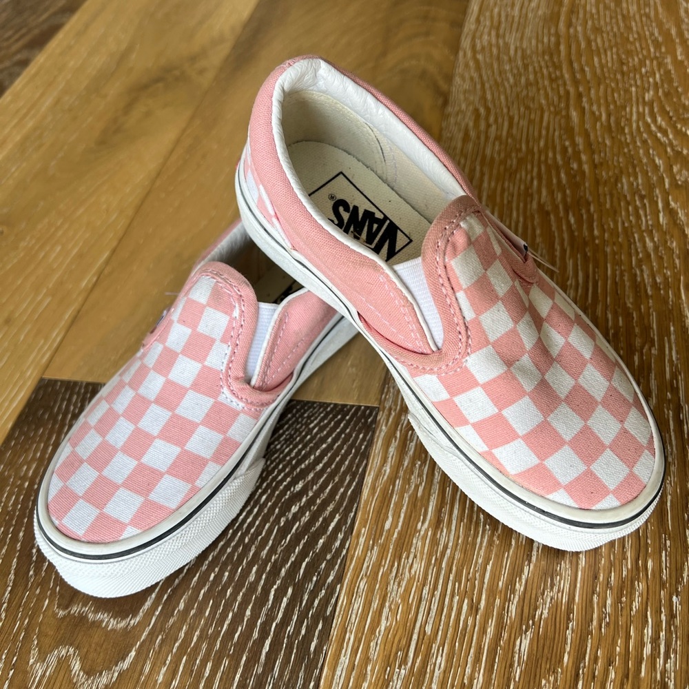 Pink checkered vans slip on shoes